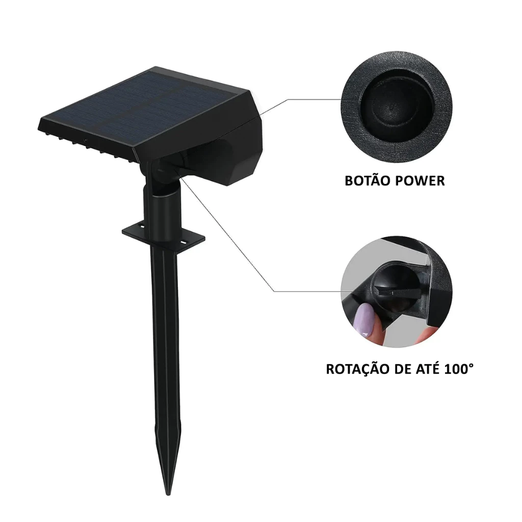 Luminária Espeto Jardim Super Led Energia Solar